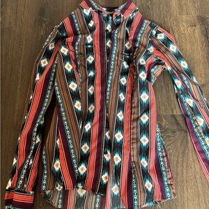 Wrangler Women's Multicolor Patterned Button Down Shirt